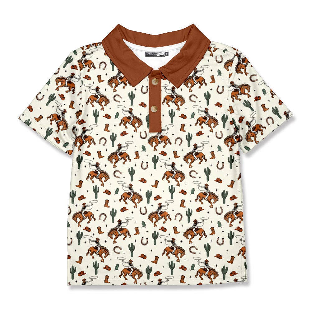 Kids Cream Rodeo Cactus Polo