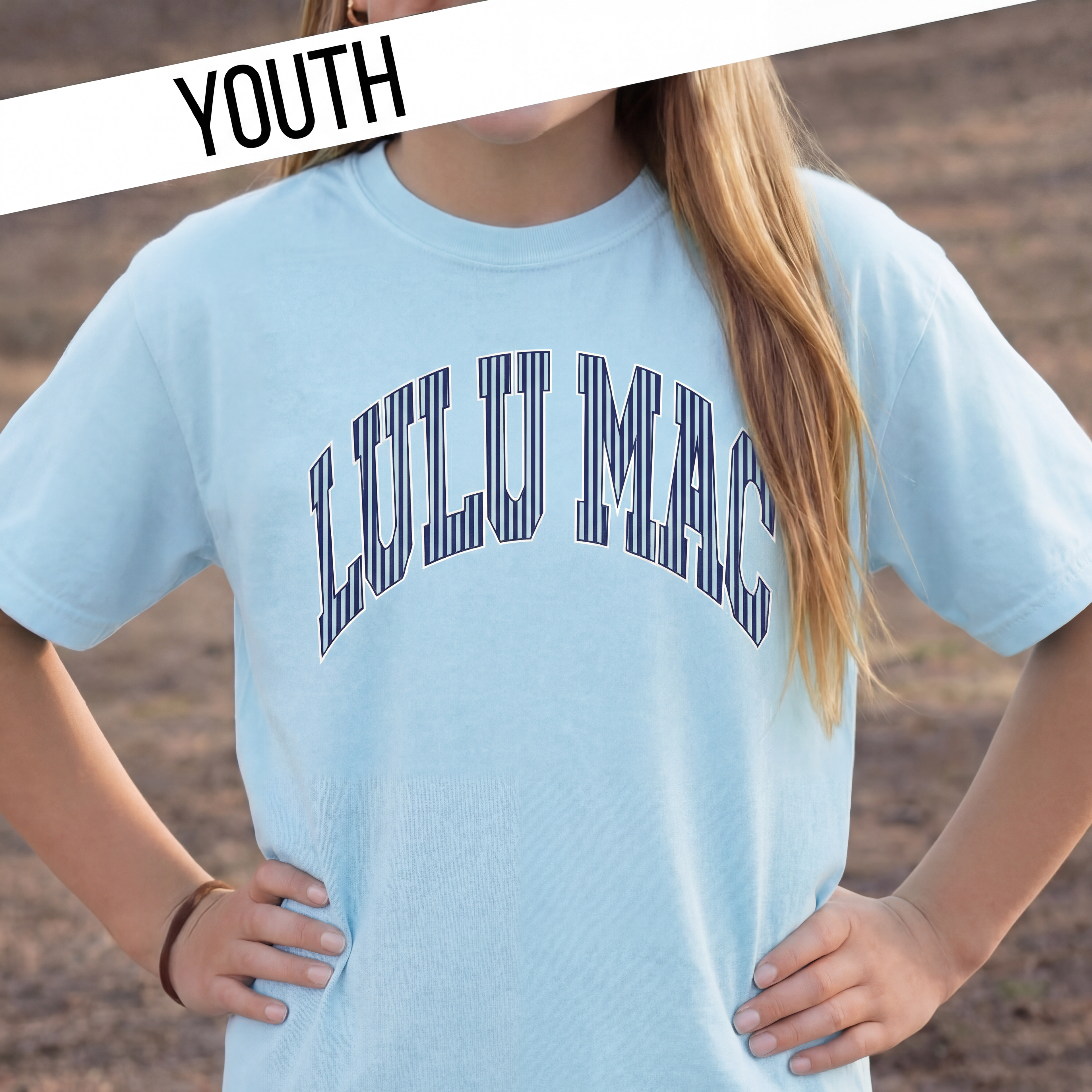 KD-STR-1000 Stripe Chambray Youth Comfort Colors Tee