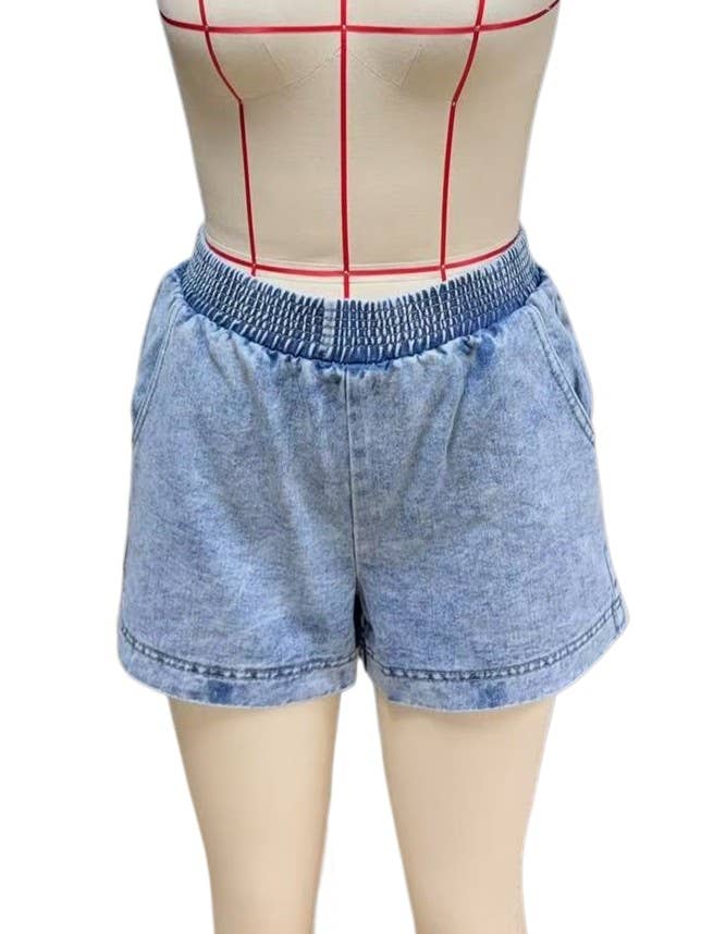Western Chic Sleeveless Shift Top & Shorts Denim Set