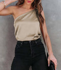 New satin blouses with loose casual slant straps