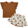 Kids Caramel Cafe Fr Terry Top & Rodeo Cactus Skort Set